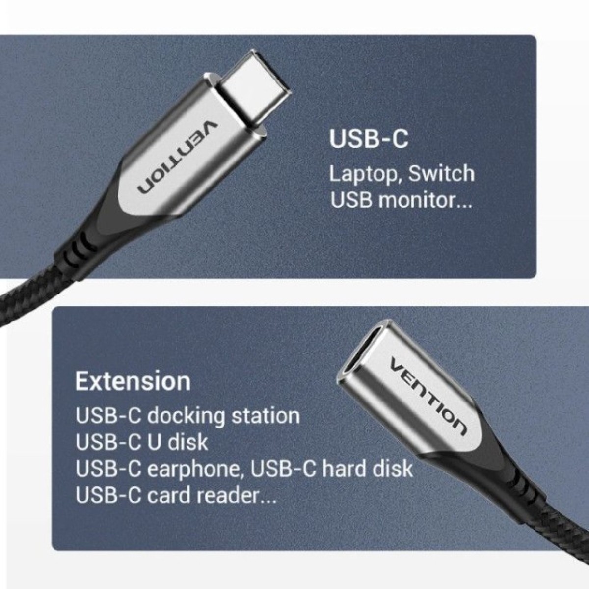 Дата кабель USB-C 3.1 M/F 1.0m 60W (20V/3A) 4K60HZ Thunderbolt 3 Vention (TABHF) 98_98.jpg - фото 6