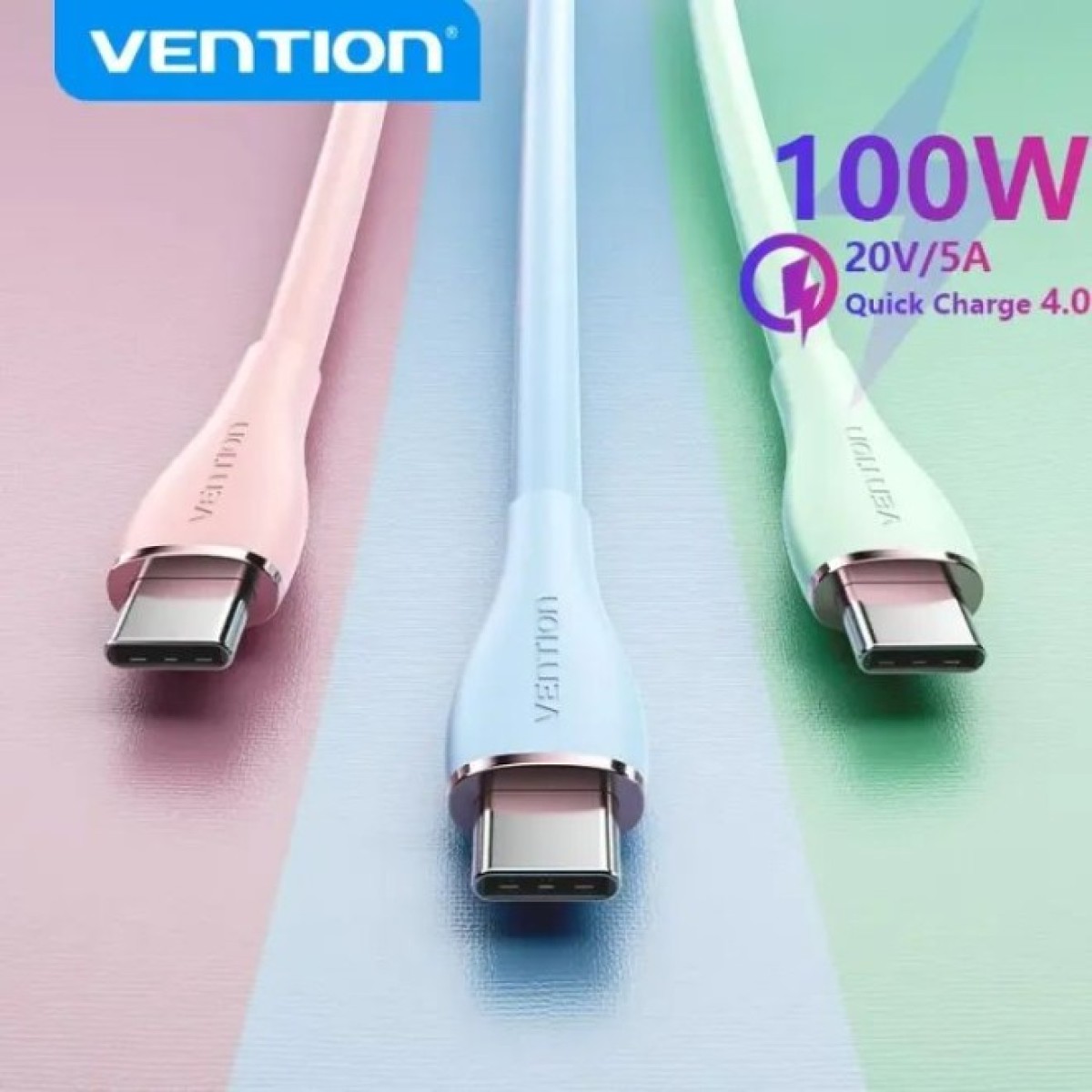 Дата кабель USB-C to USB-C 1.0m USB2.0 100W (20V/5A) Light Green Silicone Vention (TAWGF) 98_98.jpg - фото 11