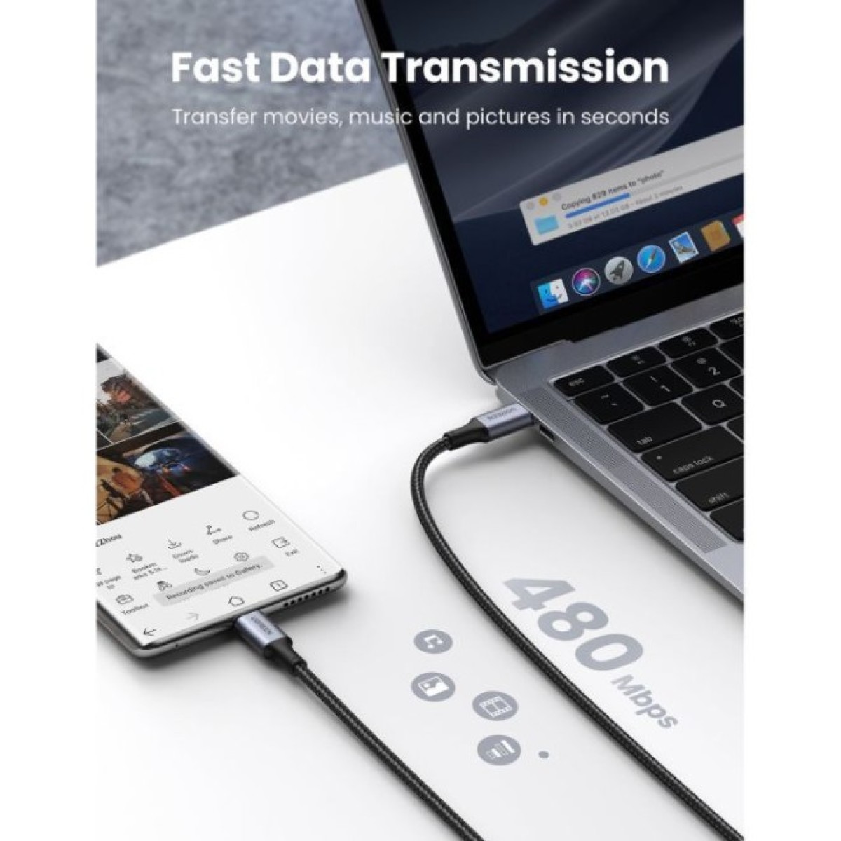 Дата кабель USB-C to USB-C 3.0m 5A 100W US316 Black Ugreen (90120) 98_98.jpg - фото 7