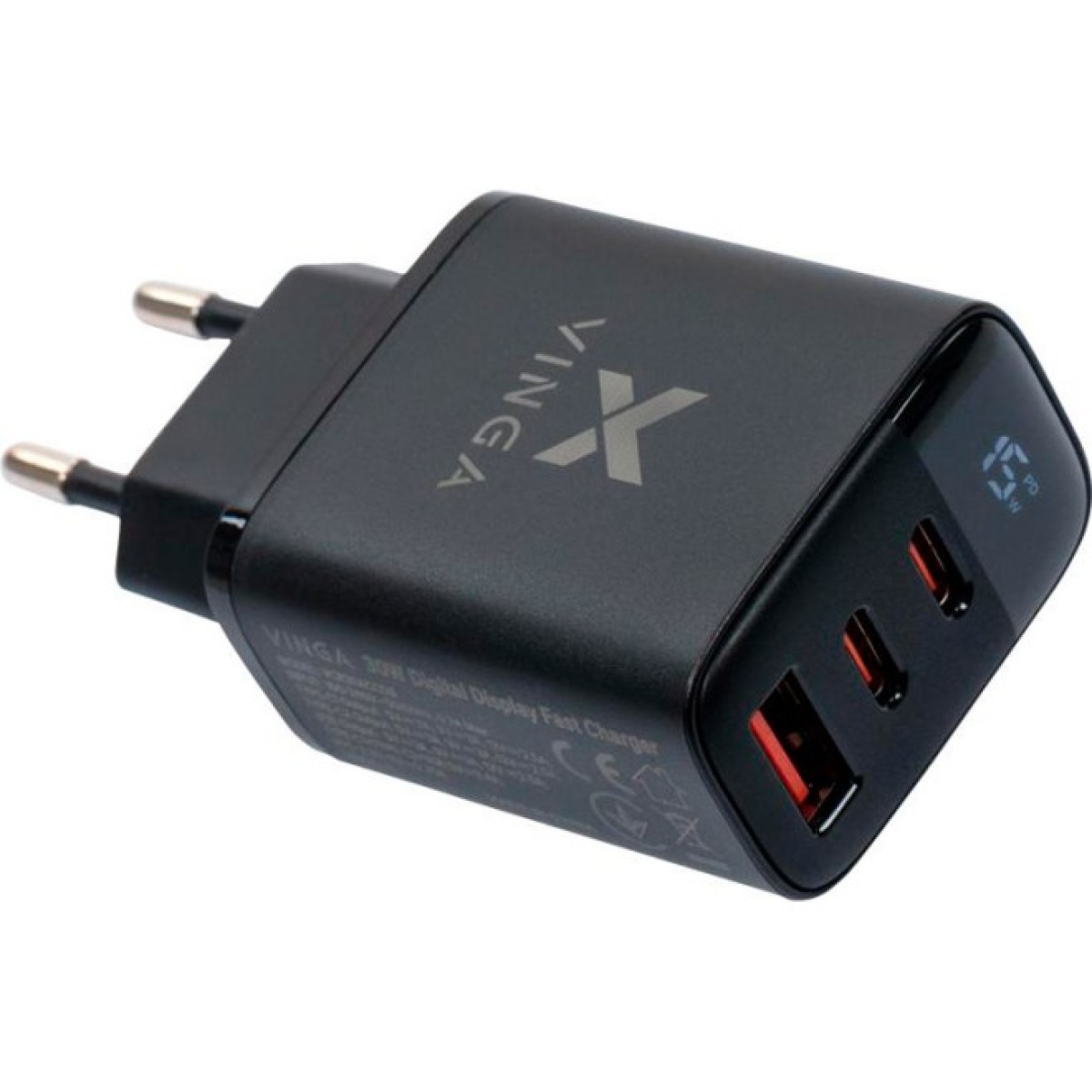 Зарядное устройство Vinga 2xUSB-C PD30W + USB-A QC30W Display 30W Max (VCR30ACCDB) 98_98.jpg - фото 4