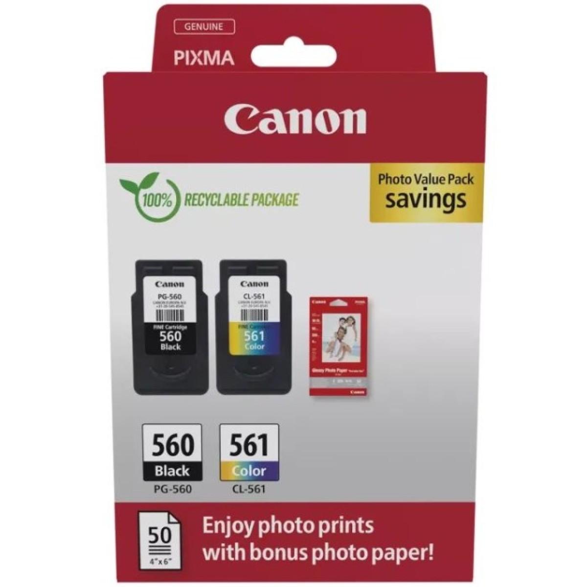Картридж Canon PG-560/CL-561 BK+Color, + Photo Paper, Value Pack (3713C008) 256_256.jpg