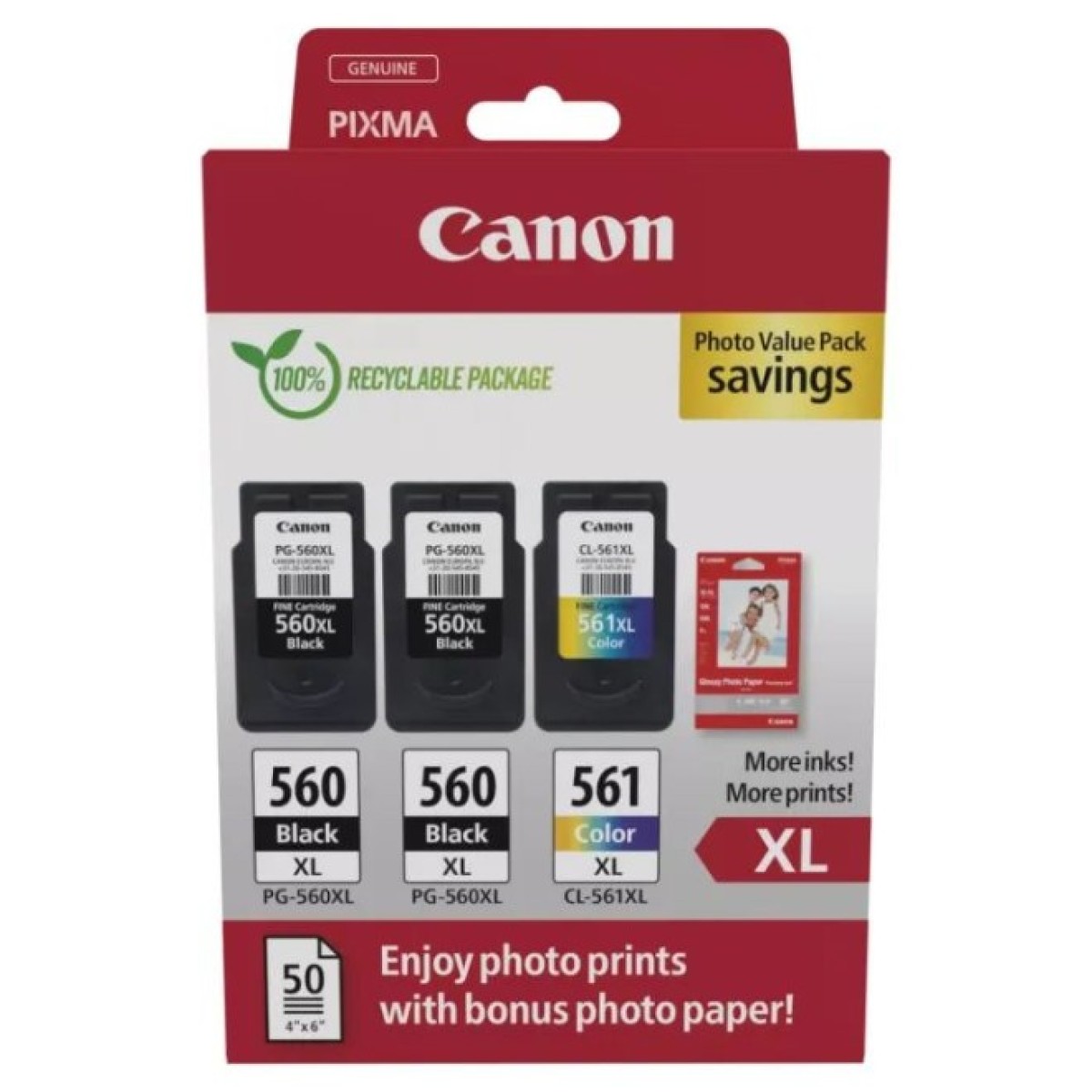 Картридж Canon PG-560/CL-561 XL 2xBK+Color, + Photo Paper, Value Pack (3712C012) 256_256.jpg