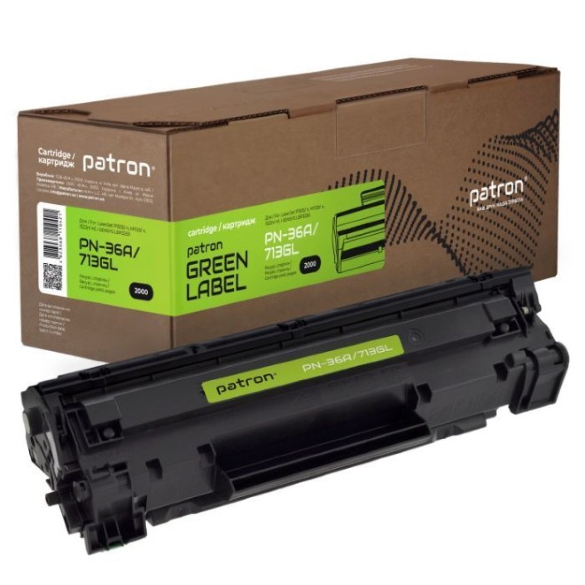 Картридж Patron HP LJ CB436A/CANON 713 GREEN Label (PN-36A/713GL) 256_256.jpg