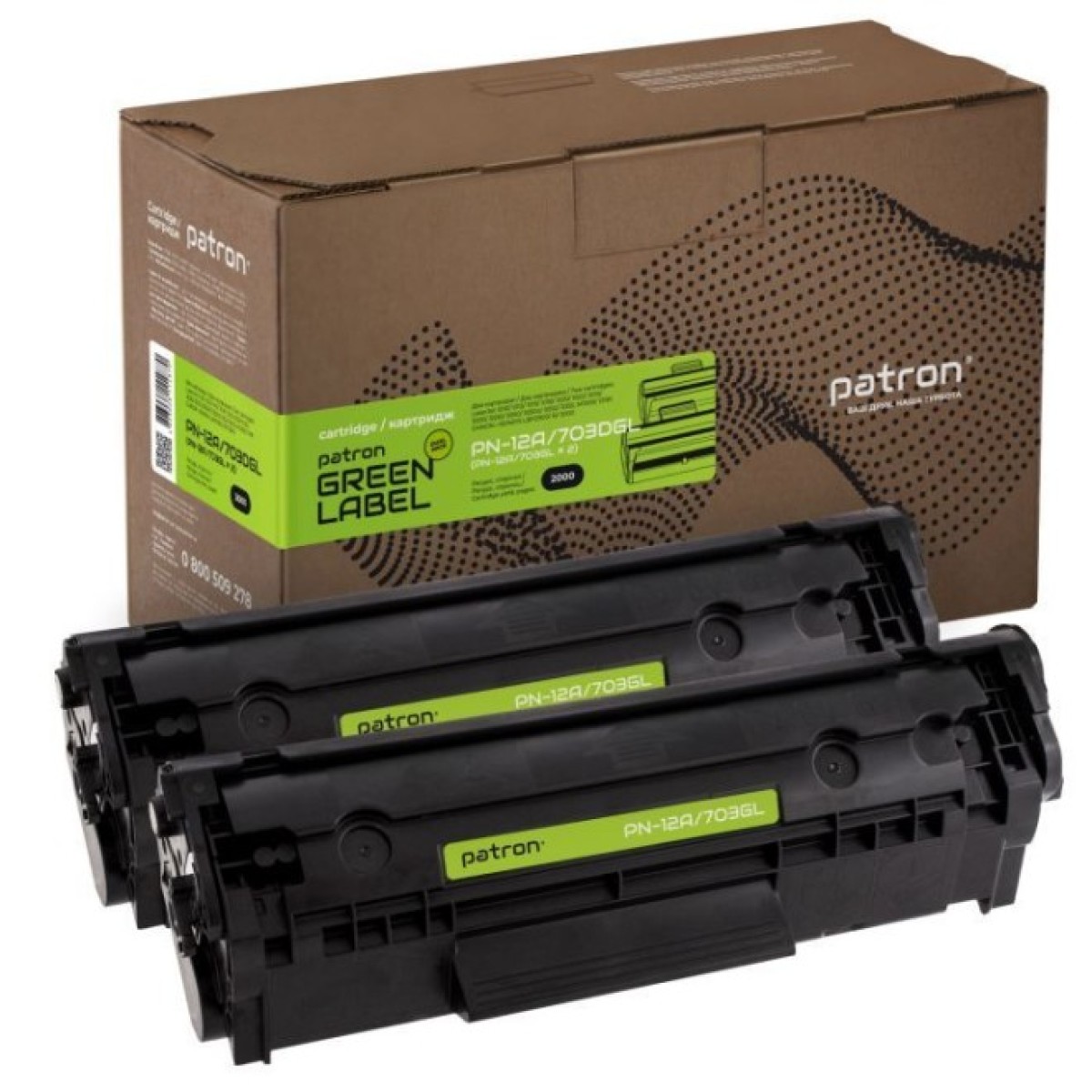 Картридж Patron HP LJ Q2612A/CANON 703 GREEN Label (DUAL PACK) (PN-12A/703DGL) 256_256.jpg