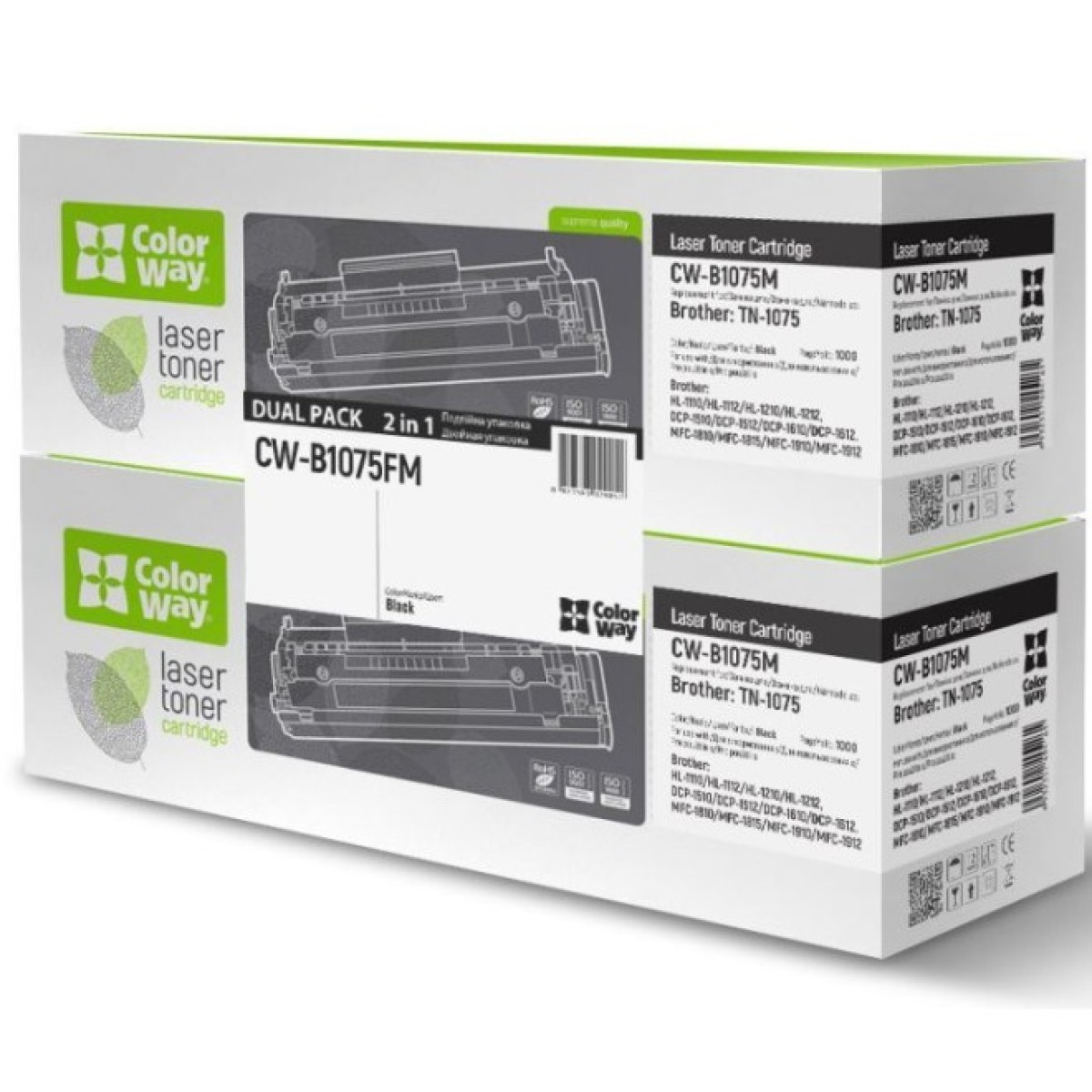 Картридж ColorWay Brother TN1075 HL-1112/DCP-1510/MF-1810 DUAL PACK 2x1K (CW-B1075FM) 256_256.jpg