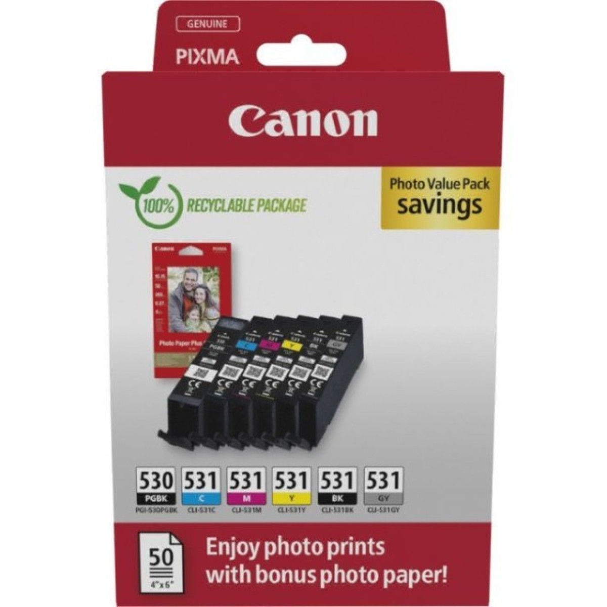 Картридж Canon PGI-530/CLI-531 Multipack BK,C,M,Y,GY (6117C004) 256_256.jpg