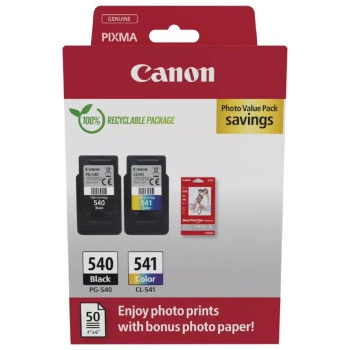 Картридж Canon PG-540 Multipack PG-540/CL-541 BK, Color + GP-501 Glossy Paper (5225B013) 256_256.jpg
