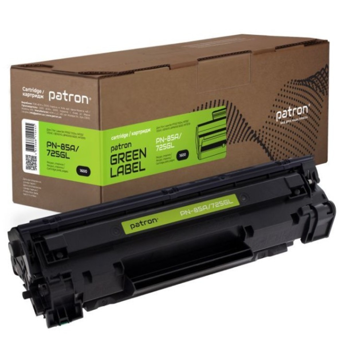 Картридж Patron HP LJ CE285A/CANON 725 GREEN Label (PN-85A/725GL) 256_256.jpg