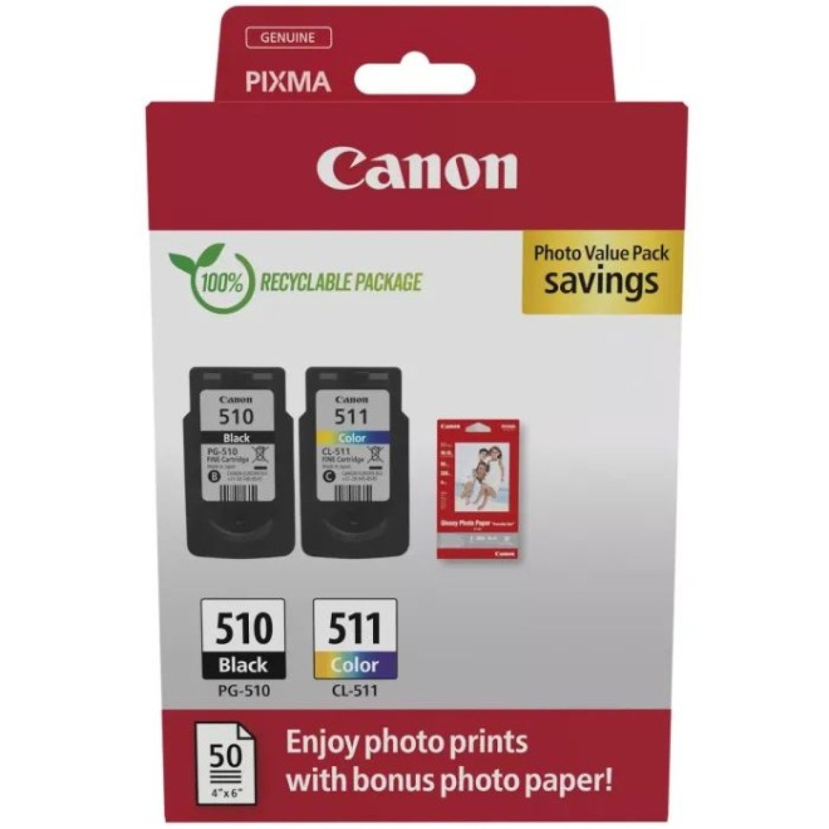 Картридж Canon PG-510+CL-511 +Photo Paper, Value Pack (2970B017) 256_256.jpg
