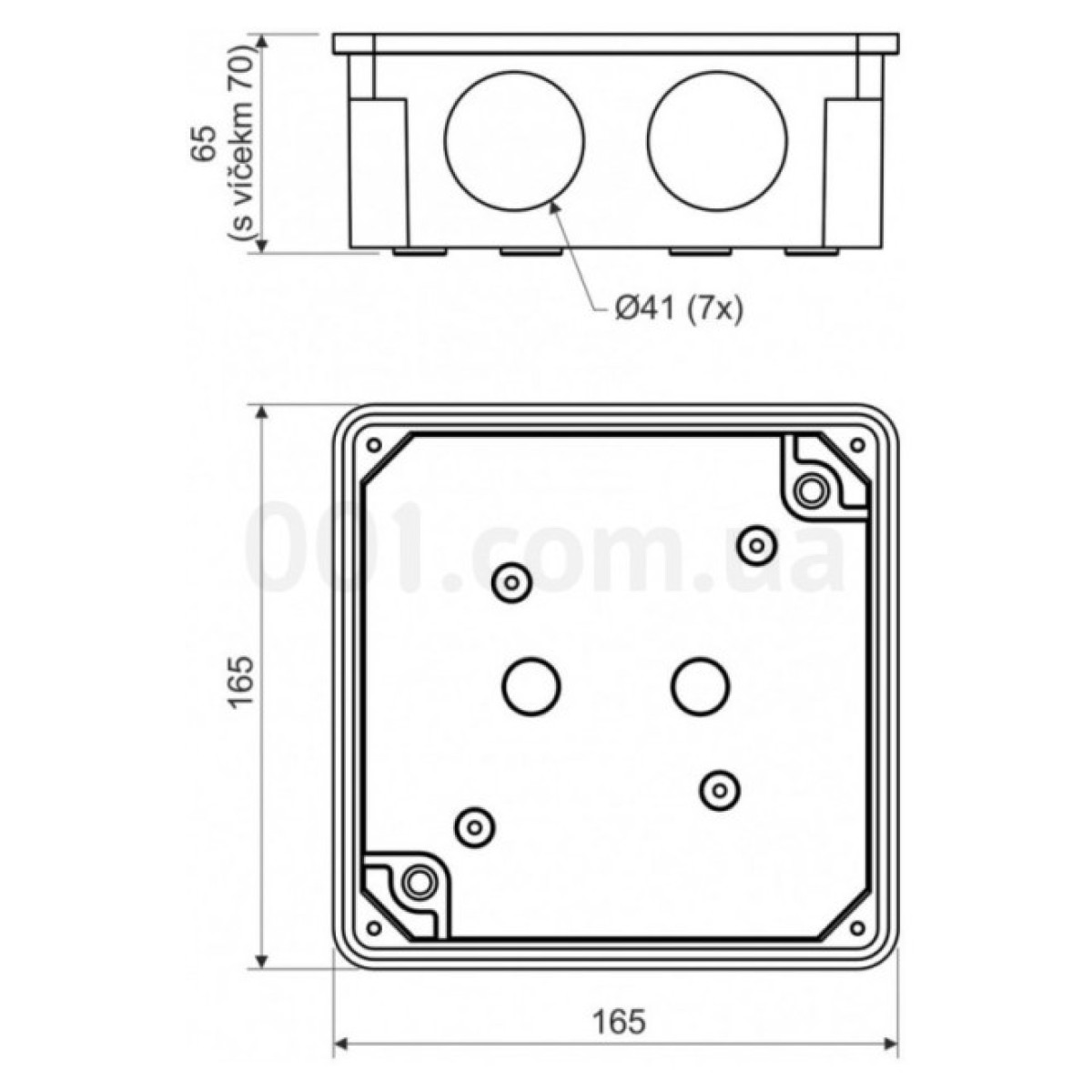 Коробка для зовнішнього монтажу з кришкою 165×165×70 мм світло-сіра IP54, KOPOS 98_98.jpg - фото 2