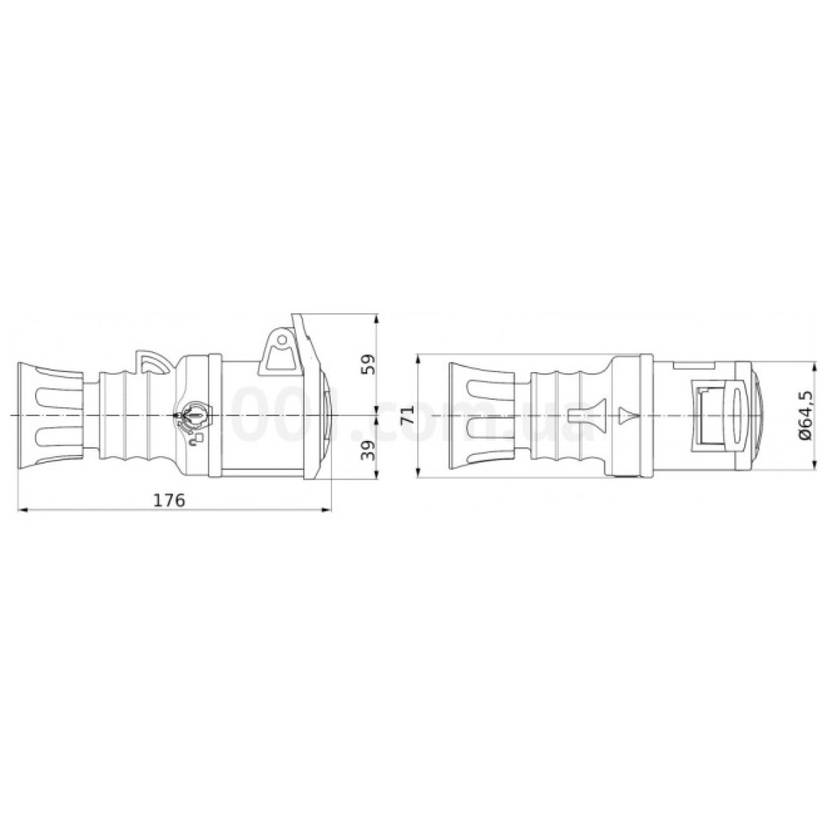 Розетка переносная IEC 309 HP 2P+PE 32A 230В IP44, GEWISS 98_98.jpg - фото 2