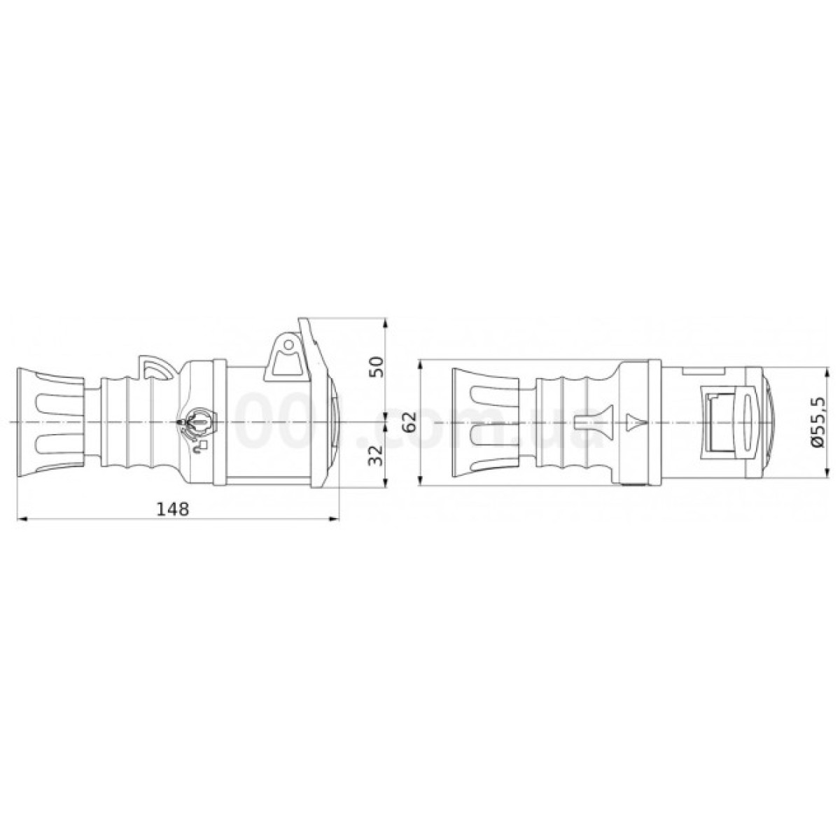 Розетка переносная IEC 309 HP 3P+PE 16A 400В IP44, GEWISS 98_98.jpg - фото 2