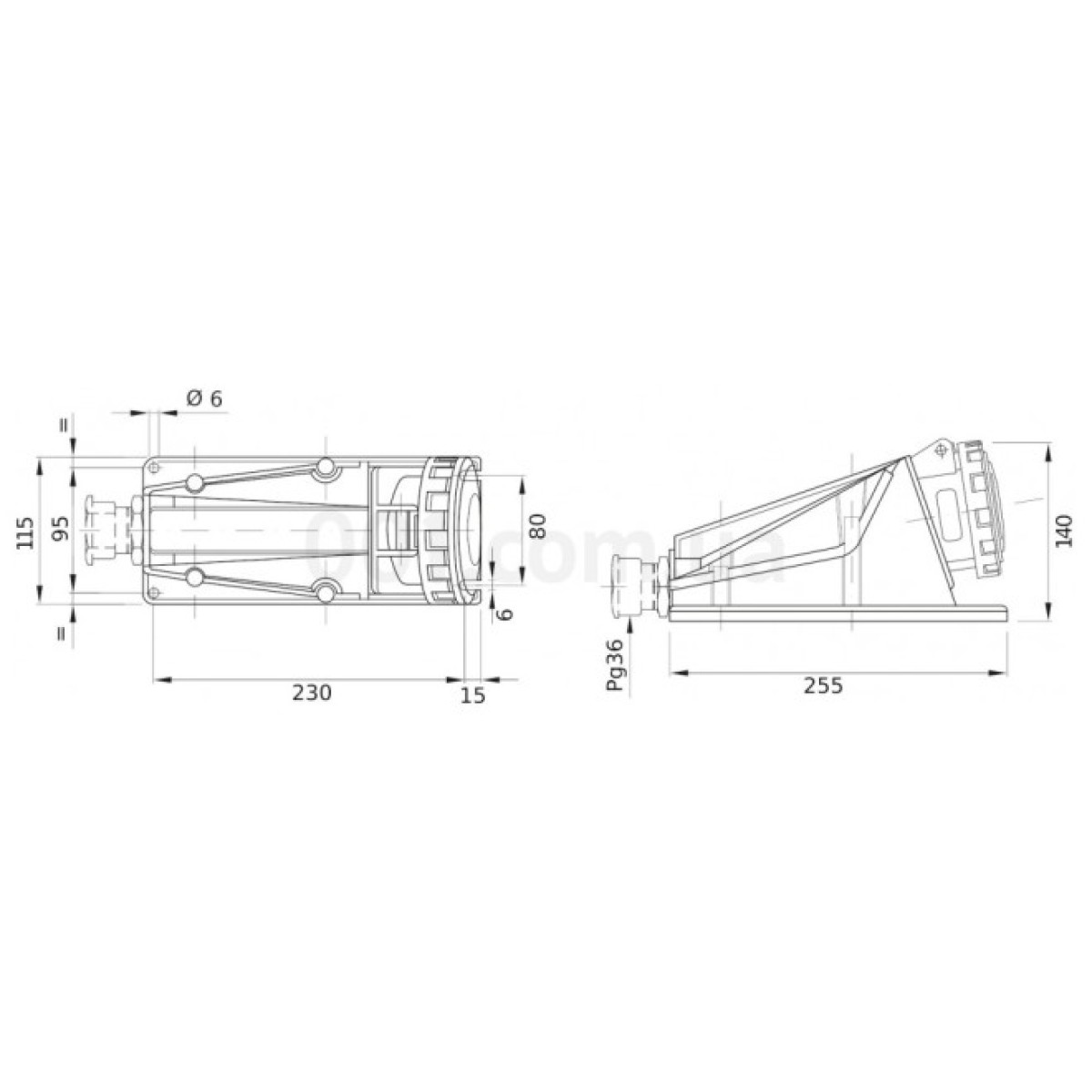 Розетка стационарная 90° IEC 309 HP 3P+PE 63A 400В IP67, GEWISS 98_98.jpg - фото 2