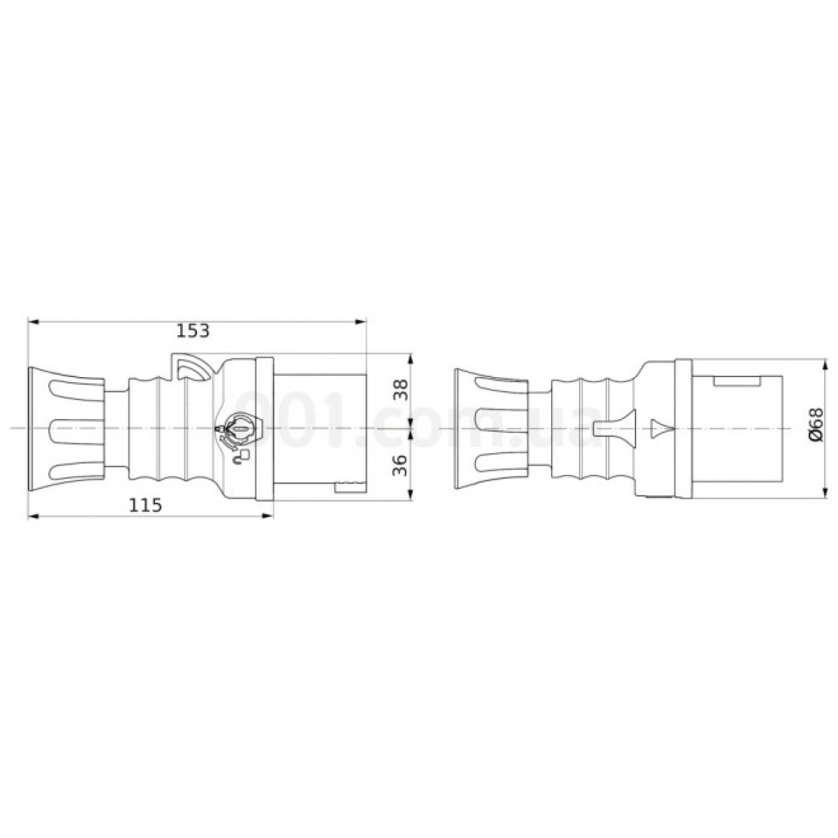 Вилка переносная IEC 309 HP 3P+N+PE 16A 400В IP44, GEWISS 98_98.jpg - фото 2