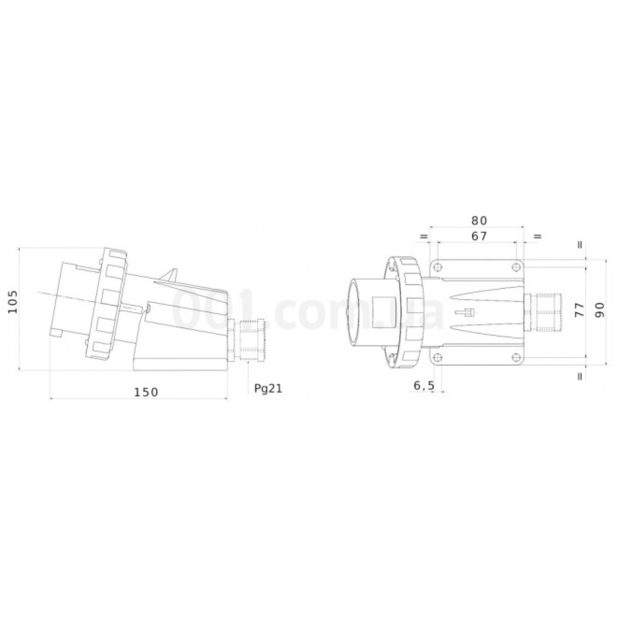 Вилка стационарная 90° IEC 309 HP 3P+PE 32A 400В IP67, GEWISS 98_98.jpg - фото 2