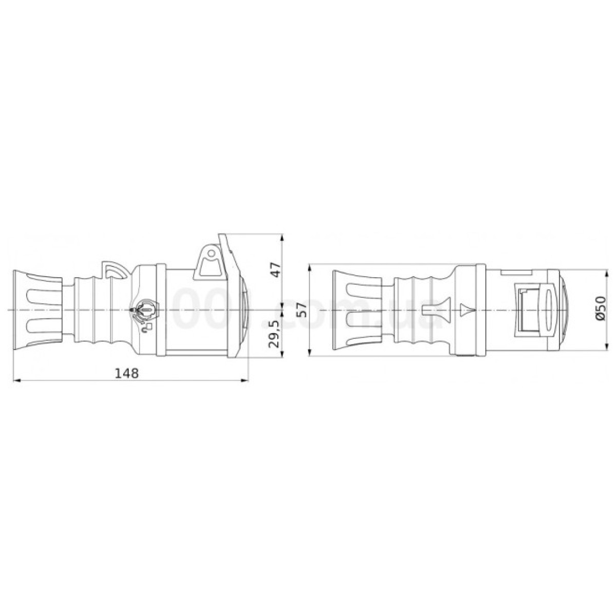 Розетка переносная IEC 309 HP 2P+PE 16A 230В IP44, GEWISS 98_98.jpg - фото 2