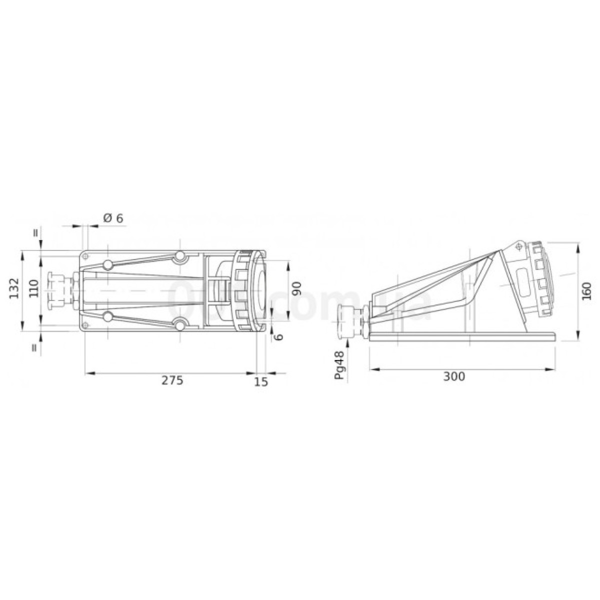 Розетка стационарная 90° IEC 309 HP 3P+N+PE 125A 400В IP67, GEWISS 98_98.jpg - фото 2