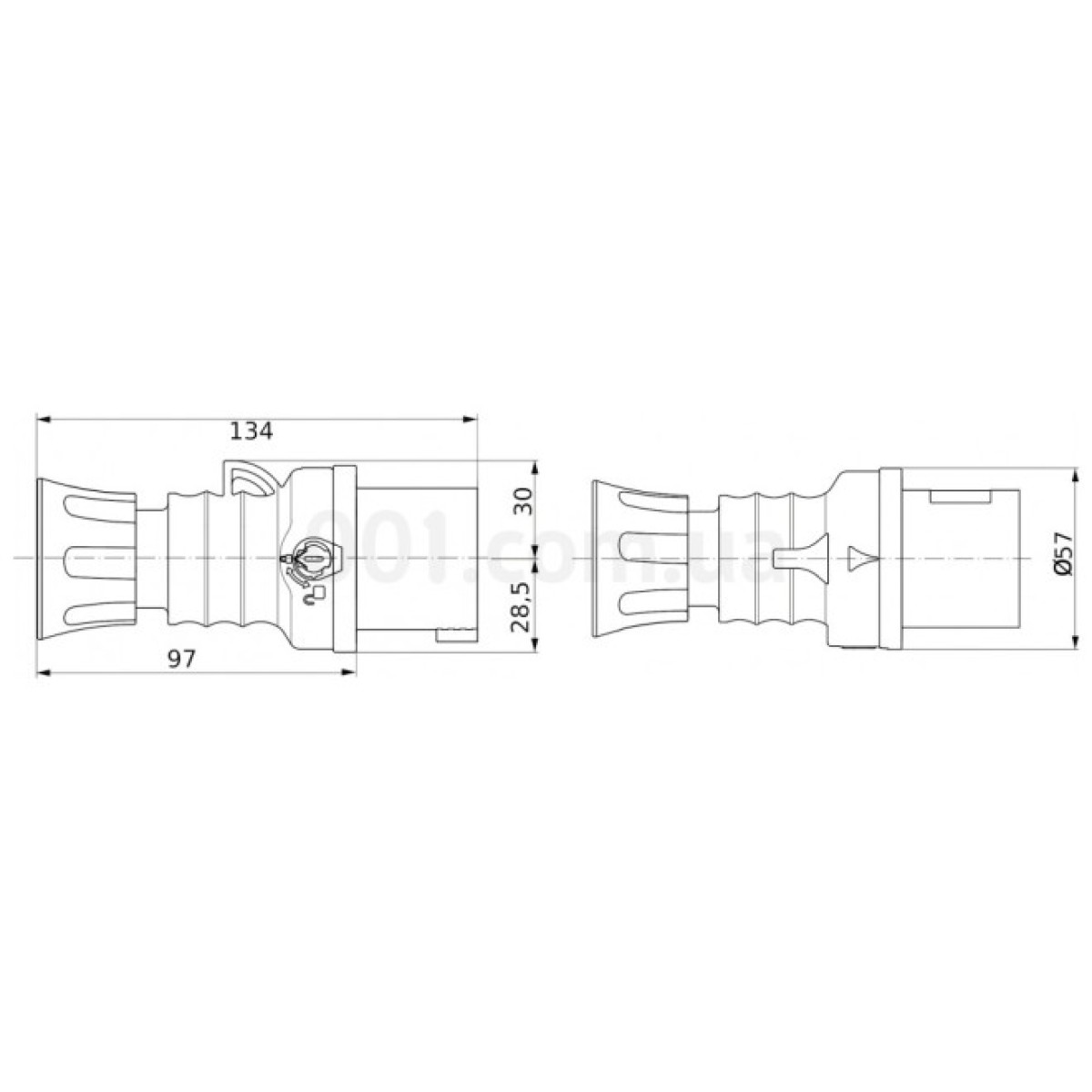 Вилка переносная IEC 309 HP 2P+PE 16A 230В IP44, GEWISS 98_98.jpg - фото 2