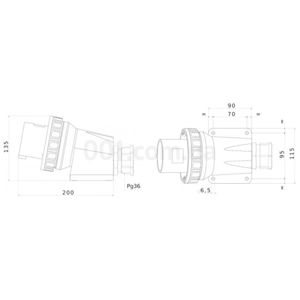 Вилка стационарная 90° IEC 309 HP 3P+PE 63A 400В IP67, GEWISS 98_98.jpg - фото 2