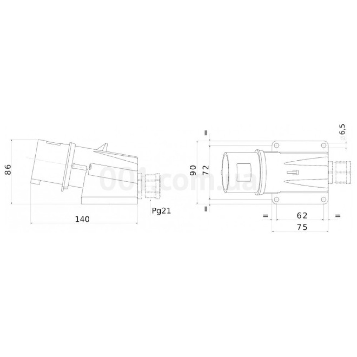 Вилка стационарная 90° IEC 309 HP 3P+N+PE 16A 400В IP44, GEWISS 98_98.jpg - фото 2