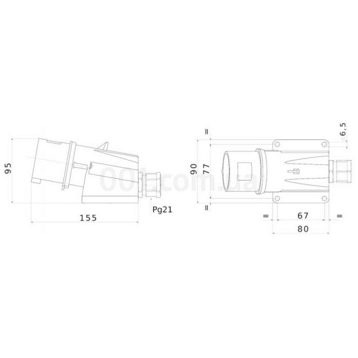 Вилка стационарная 90° IEC 309 HP 3P+N+PE 32A 400В IP44, GEWISS 98_98.jpg - фото 2