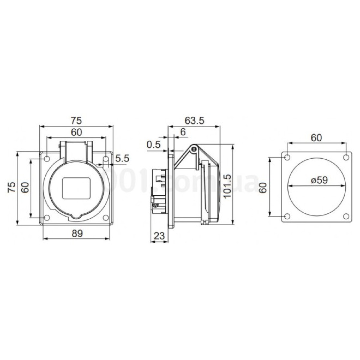 Розетка встраиваемая UCombi 3P+N+PE 32A 415В IP44, АСКО-УКРЕМ 98_98.jpg - фото 2
