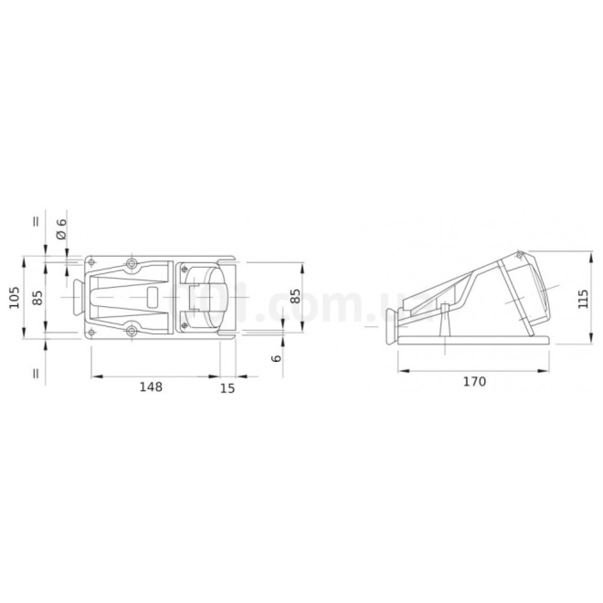 Розетка стационарная 90° IEC 309 HP 3P+N+PE 32A 400В IP44, GEWISS 98_98.jpg - фото 2