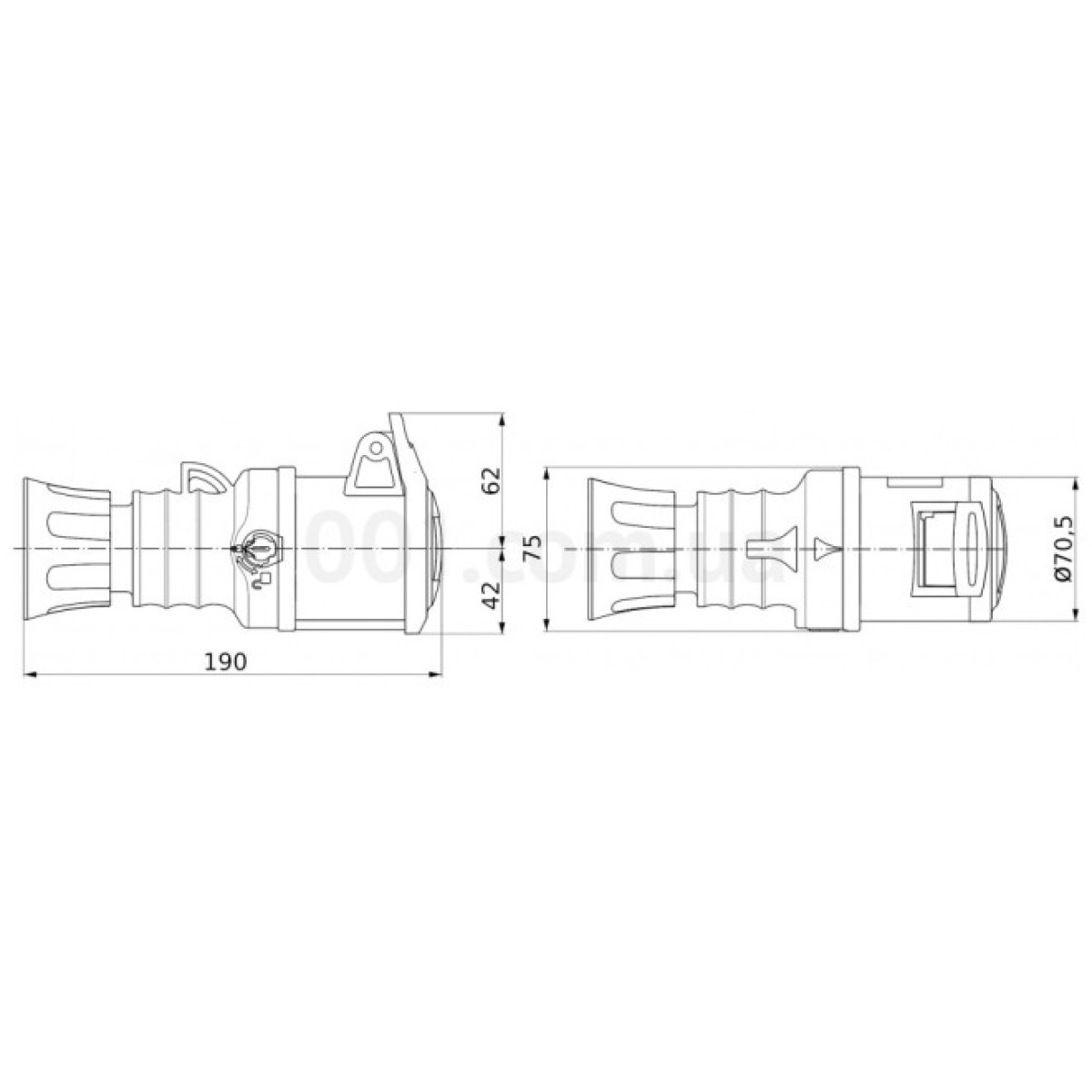 Розетка переносная IEC 309 HP 3P+N+PE 32A 400В IP44, GEWISS 98_98.jpg - фото 2