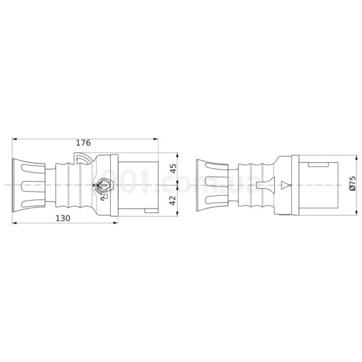 Вилка переносная IEC 309 HP 3P+N+PE 32A 400В IP44, GEWISS 98_98.jpg - фото 2