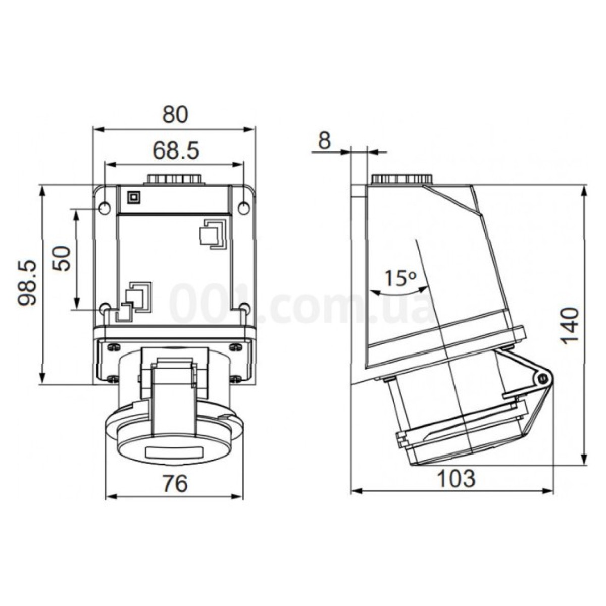 Розетка стационарная UCombi 3P+N+PE 16A 415В IP44, АСКО-УКРЕМ 98_98.jpg - фото 2