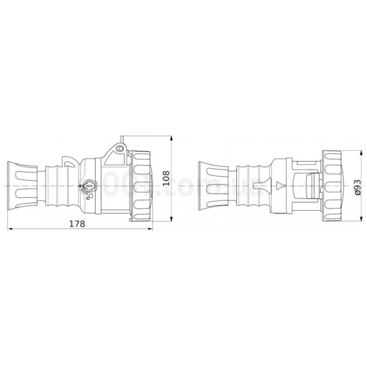 Розетка переносная IEC 309 HP 2P+PE 32A 230В IP67, GEWISS 98_98.jpg - фото 2