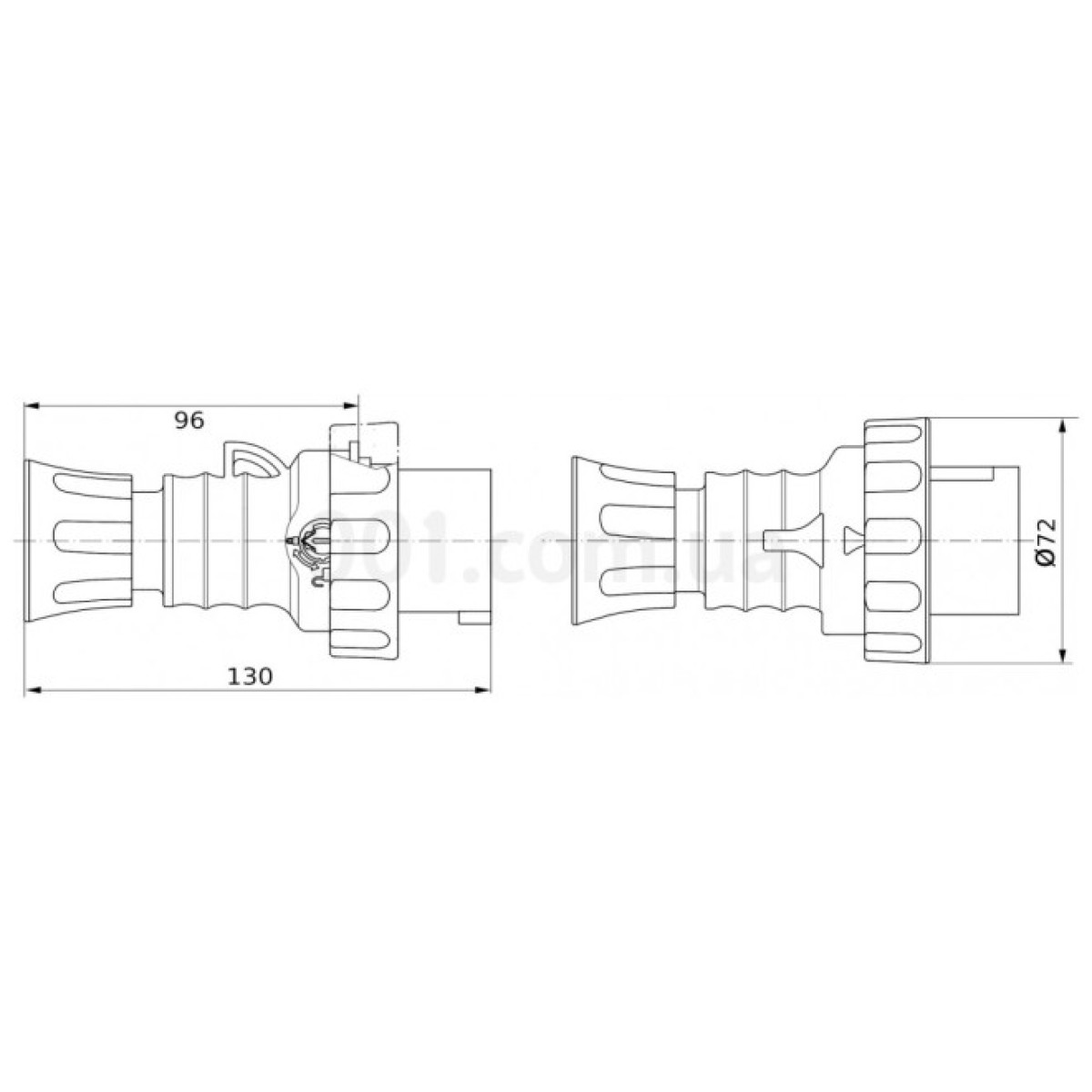 Вилка переносная IEC 309 HP 2P+PE 16A 230В IP67, GEWISS 98_98.jpg - фото 2