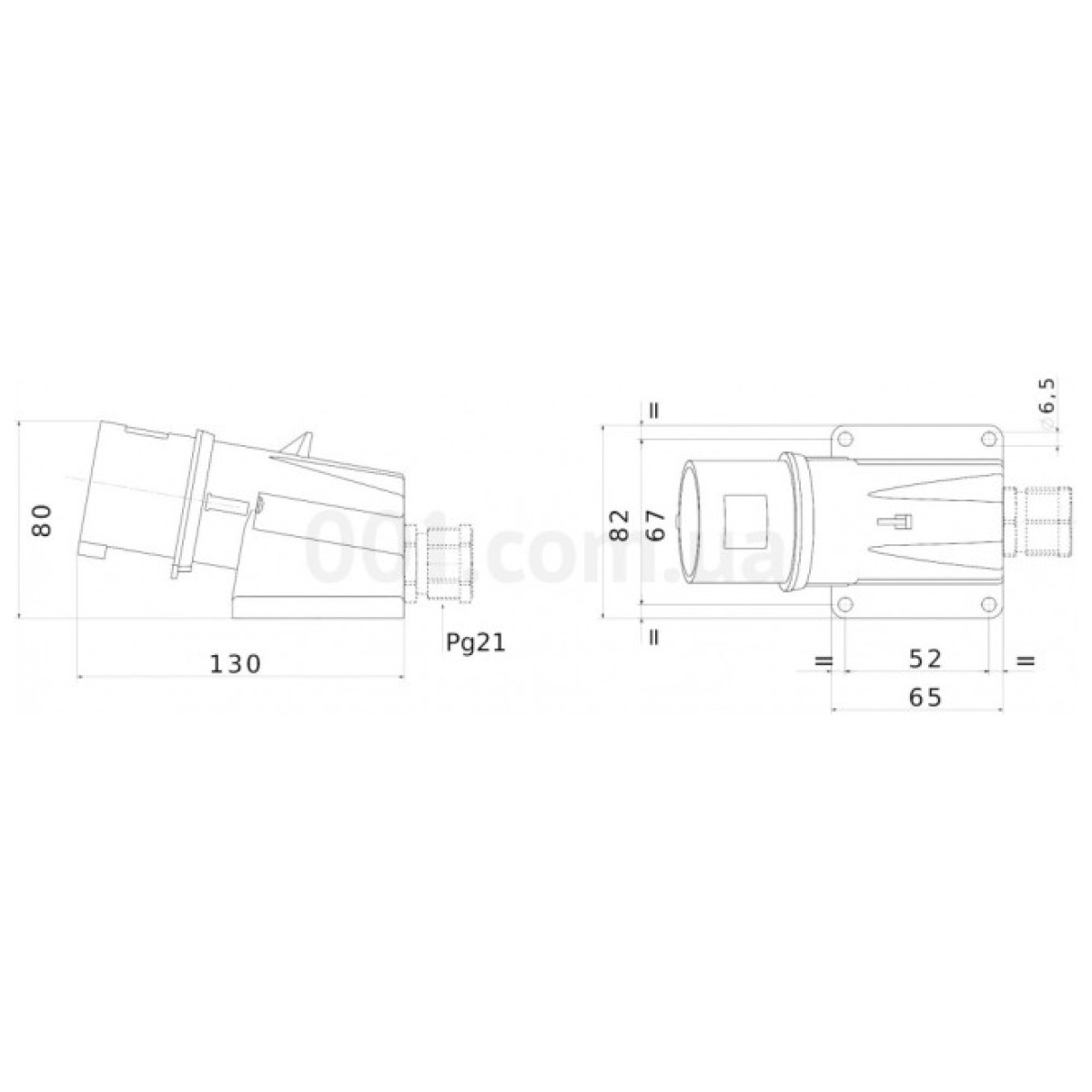 Вилка стационарная 90° IEC 309 HP 3P+PE 16A 400В IP44, GEWISS 98_98.jpg - фото 2