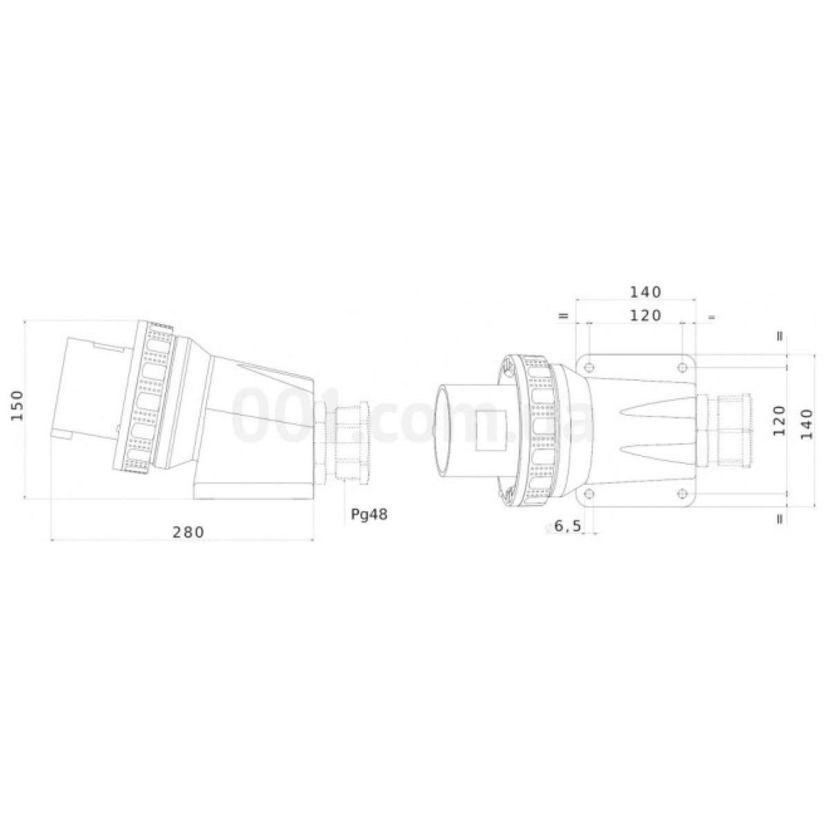 Вилка стационарная 90° IEC 309 HP 3P+N+PE 125A 400В IP67, GEWISS 98_98.jpg - фото 2