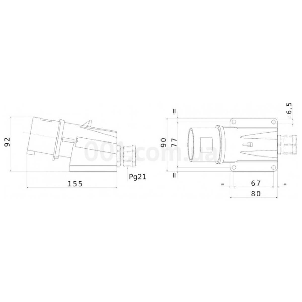 Вилка стационарная 90° IEC 309 HP 3P+PE 32A 400В IP44, GEWISS 98_98.jpg - фото 2