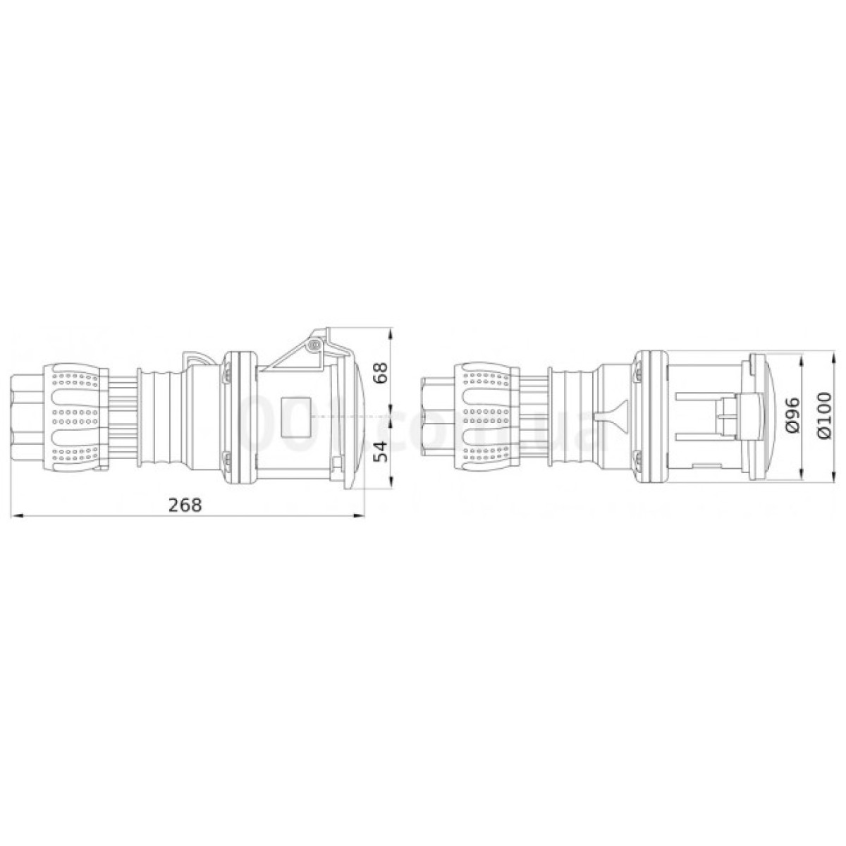 Розетка переносная IEC 309 HP 3P+N+PE 63A 400В IP44, GEWISS 98_98.jpg - фото 2