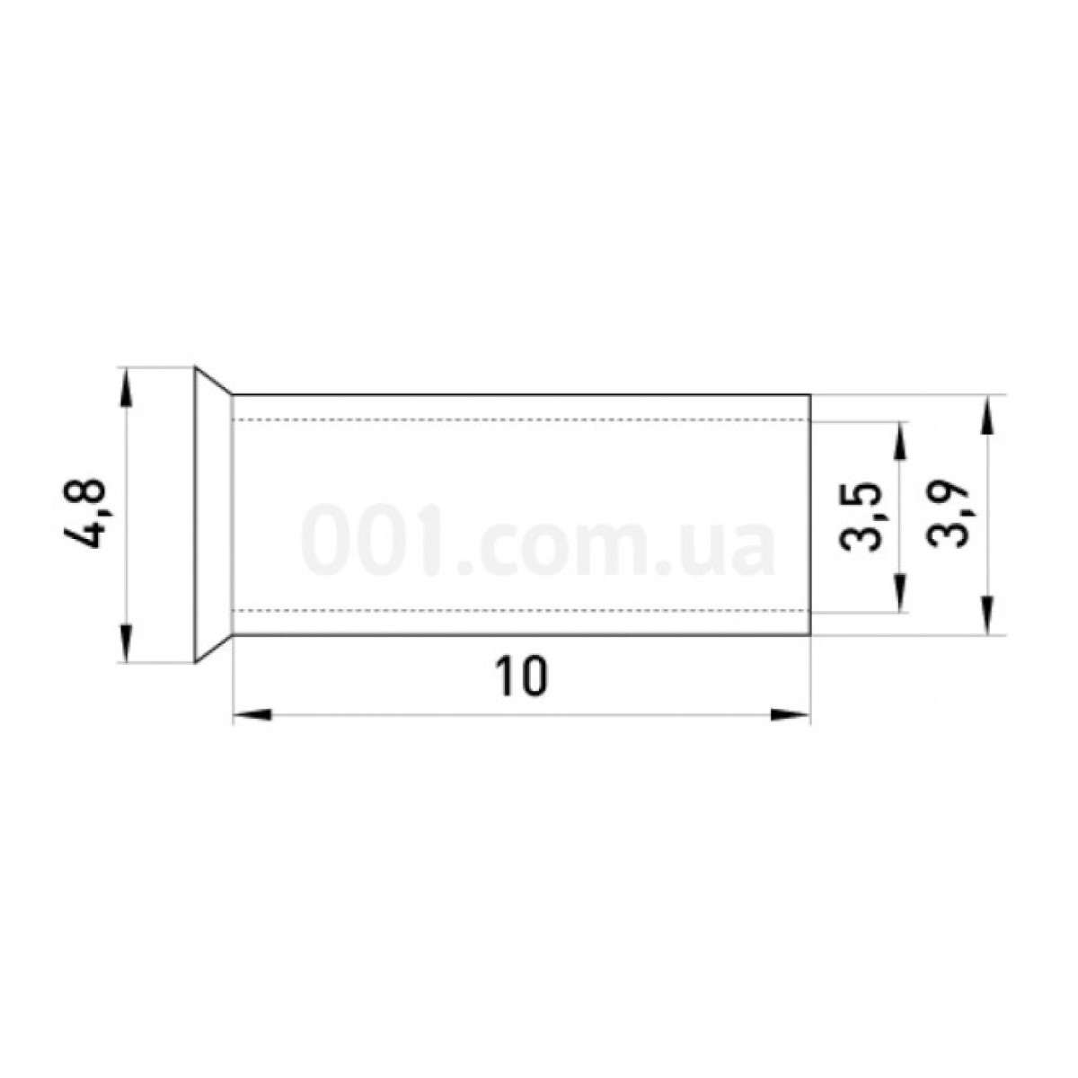 Наконечник втулочный неизолированный 6.0мм² L=10мм (упаковка 100 шт.) e.terminal.stand.en.6.10, E.NEXT 98_98.jpg - фото 2