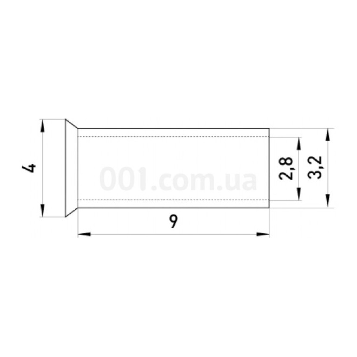 Наконечник втулочный неизолированный 4.0мм² L=9мм (упаковка 100 шт.) e.terminal.stand.en.4.9, E.NEXT 98_98.jpg - фото 2