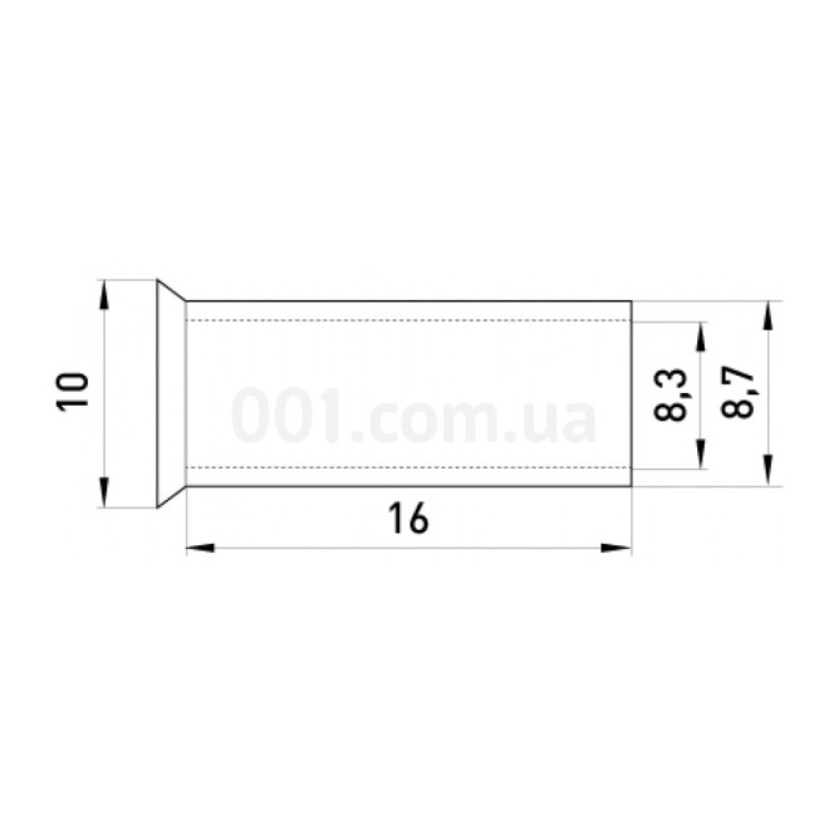 Наконечник втулочный неизолированный 35.0мм² L=16мм (упаковка 100 шт.) e.terminal.stand.en.35.16, E.NEXT 98_98.jpg - фото 2