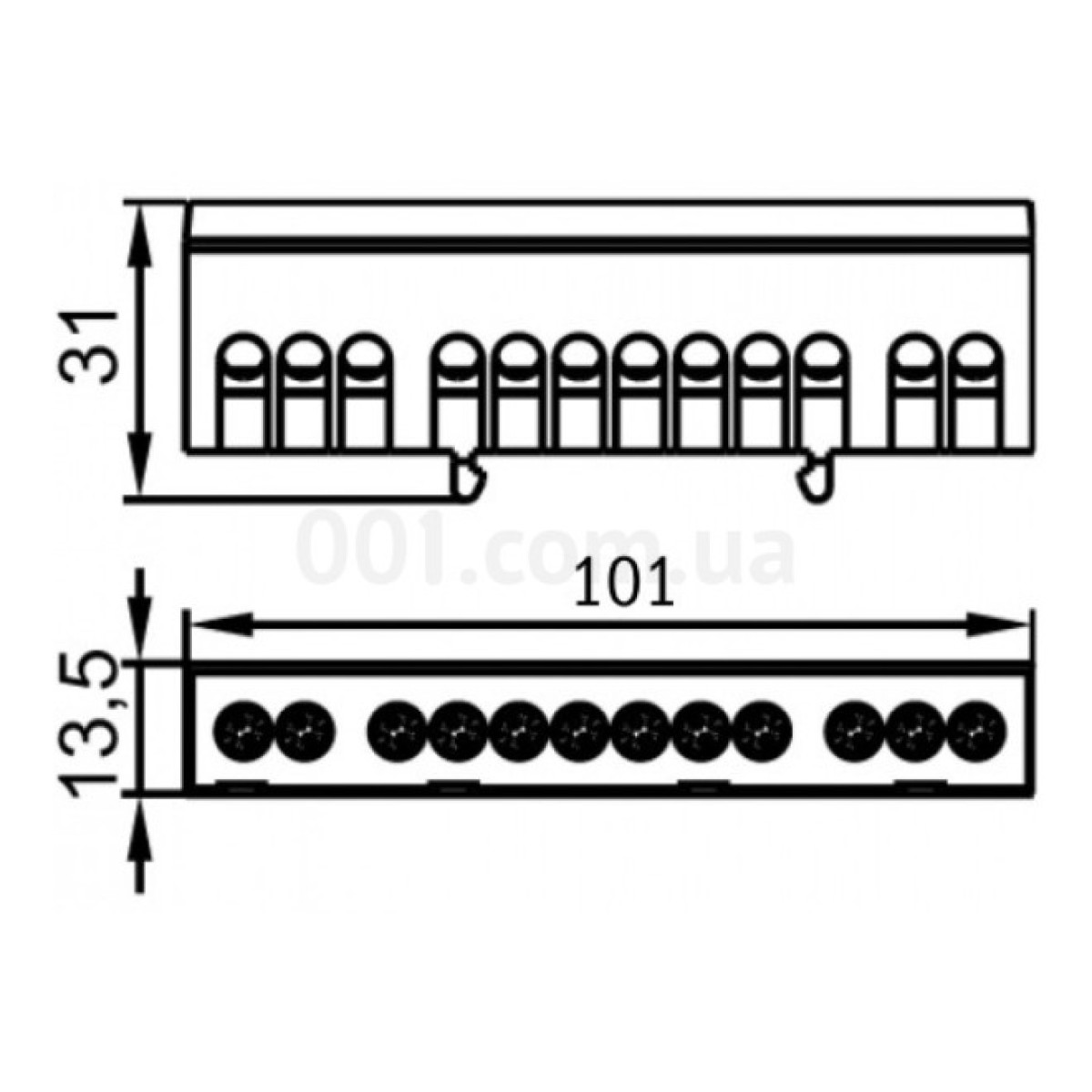 Шина нулевая в корпусном изоляторе на DIN-рейку ШНИ-6x9-14-К-С, IEK 98_98.jpg - фото 2