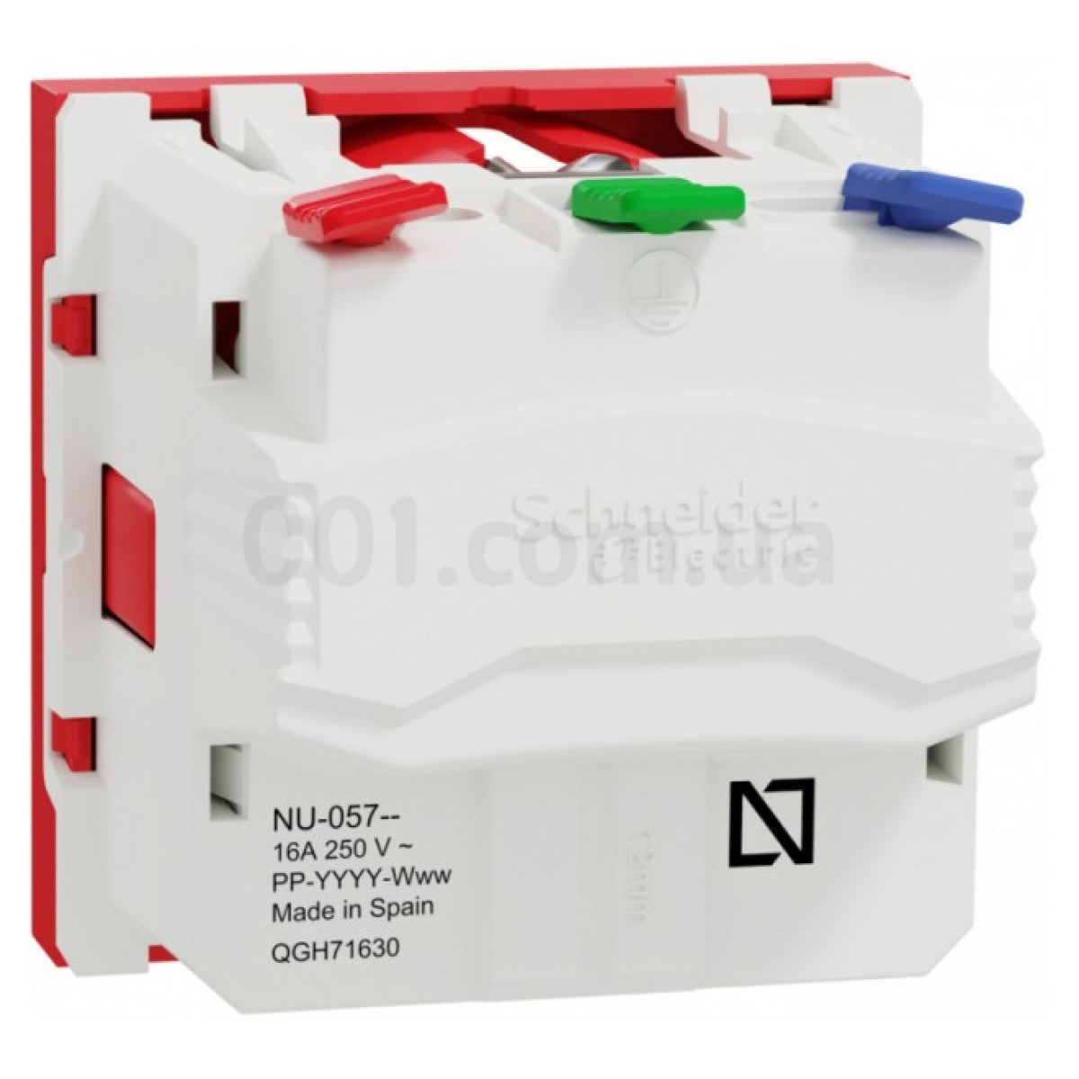 Розетка с з/к и шторками 16А (быстрозажимные клеммы) Unica New красная, Schneider Electric 98_98.jpg - фото 3