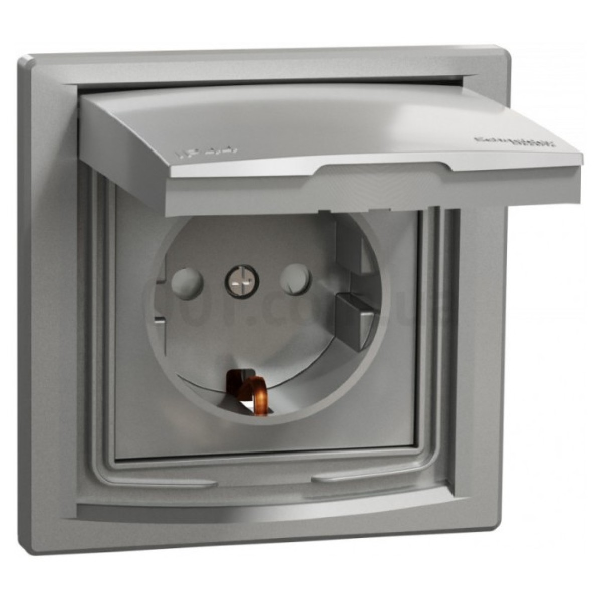 Розетка с з/к, защитными шторками и крышкой IP44 Asfora алюминий, Schneider Electric 256_256.jpg