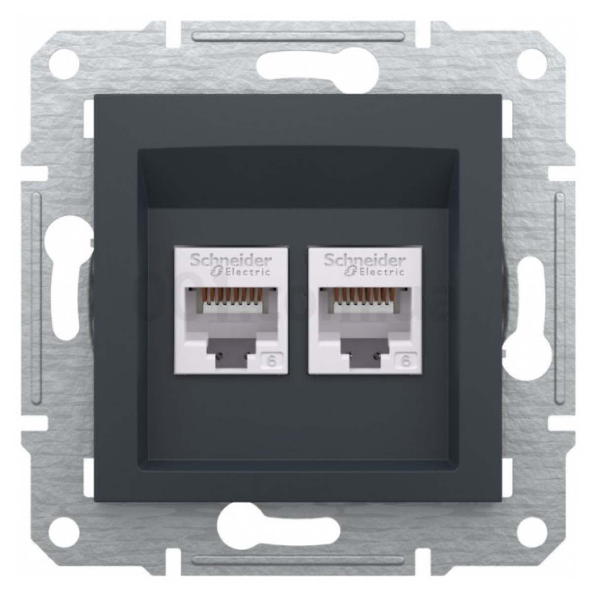Розетка компьютерная (RJ45) кат.6 UTP двойная Asfora антрацит, Schneider Electric 98_98.jpg - фото 6