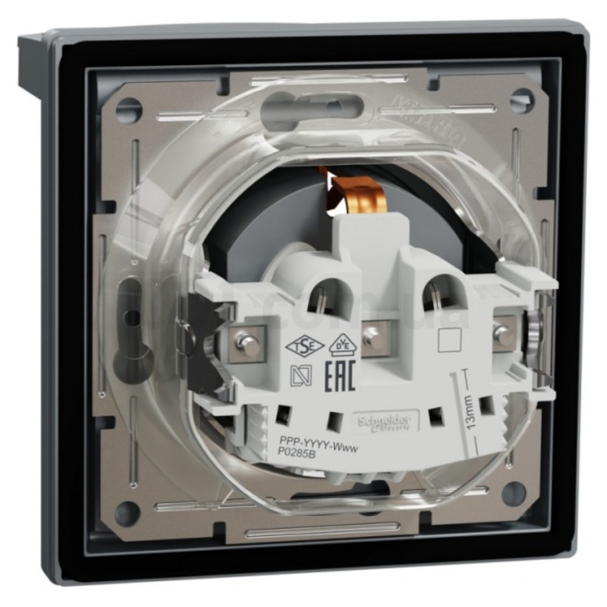 Розетка с з/к, защитными шторками и крышкой IP44 Asfora сталь, Schneider Electric 98_98.jpg - фото 9