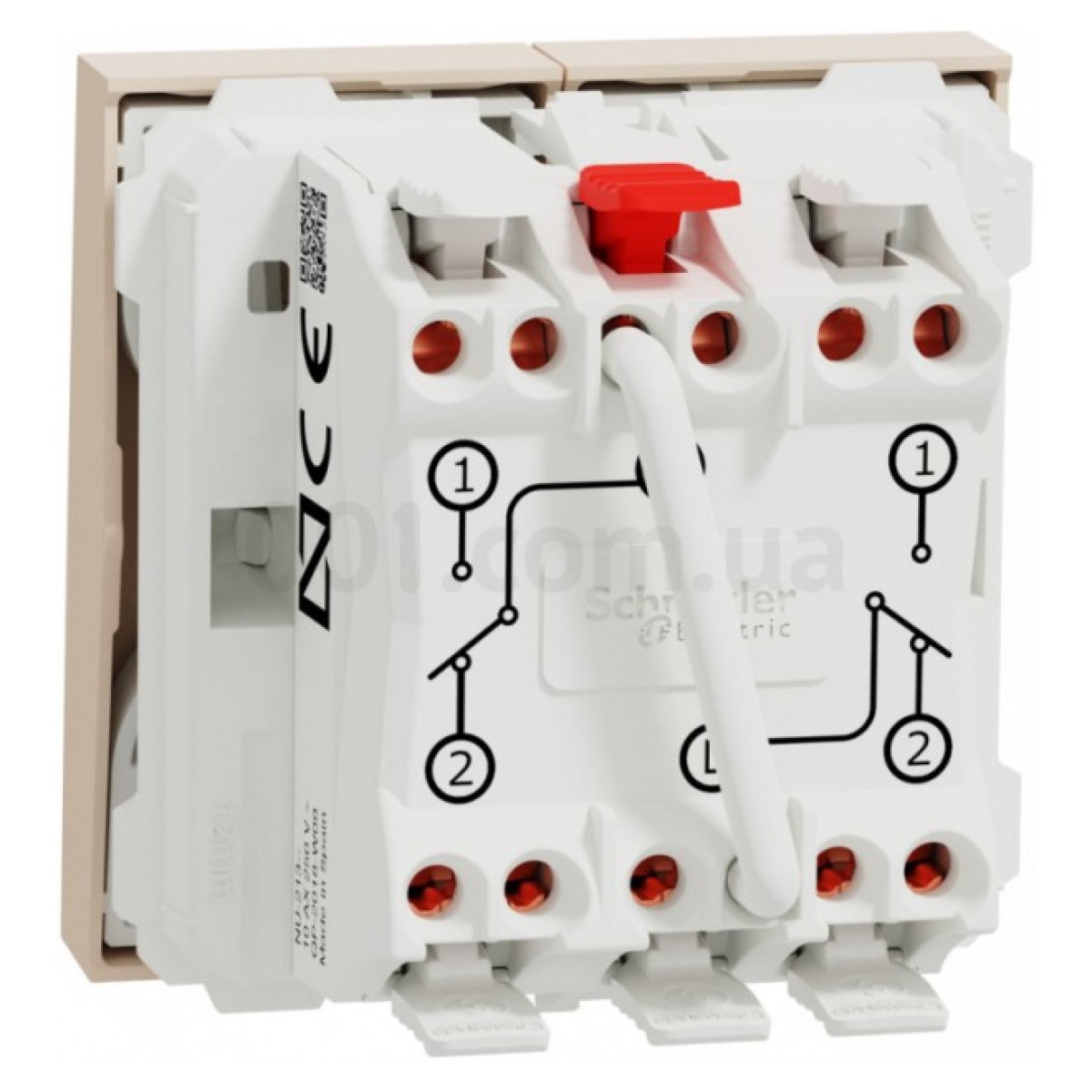 Переключатель 2-клавишный (2 модуля) 10А Unica New бежевый, Schneider Electric 98_98.jpg - фото 2