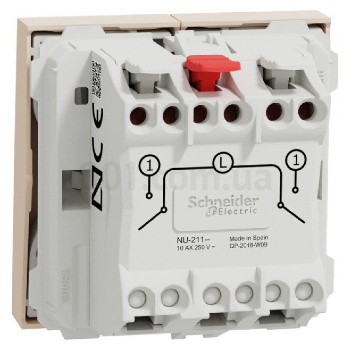 Выключатель 2-клавишный (2 модуля) 10А Unica New бежевый, Schneider Electric 98_98.jpg - фото 3