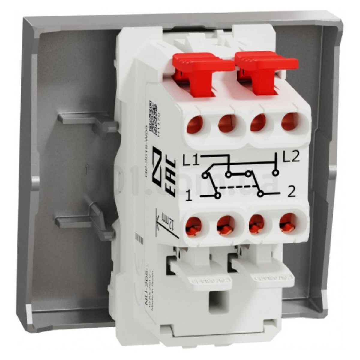 Переключатель перекрестный 1-клавишный (2 модуля) 10А Unica New алюминий, Schneider Electric 98_98.jpg - фото 7