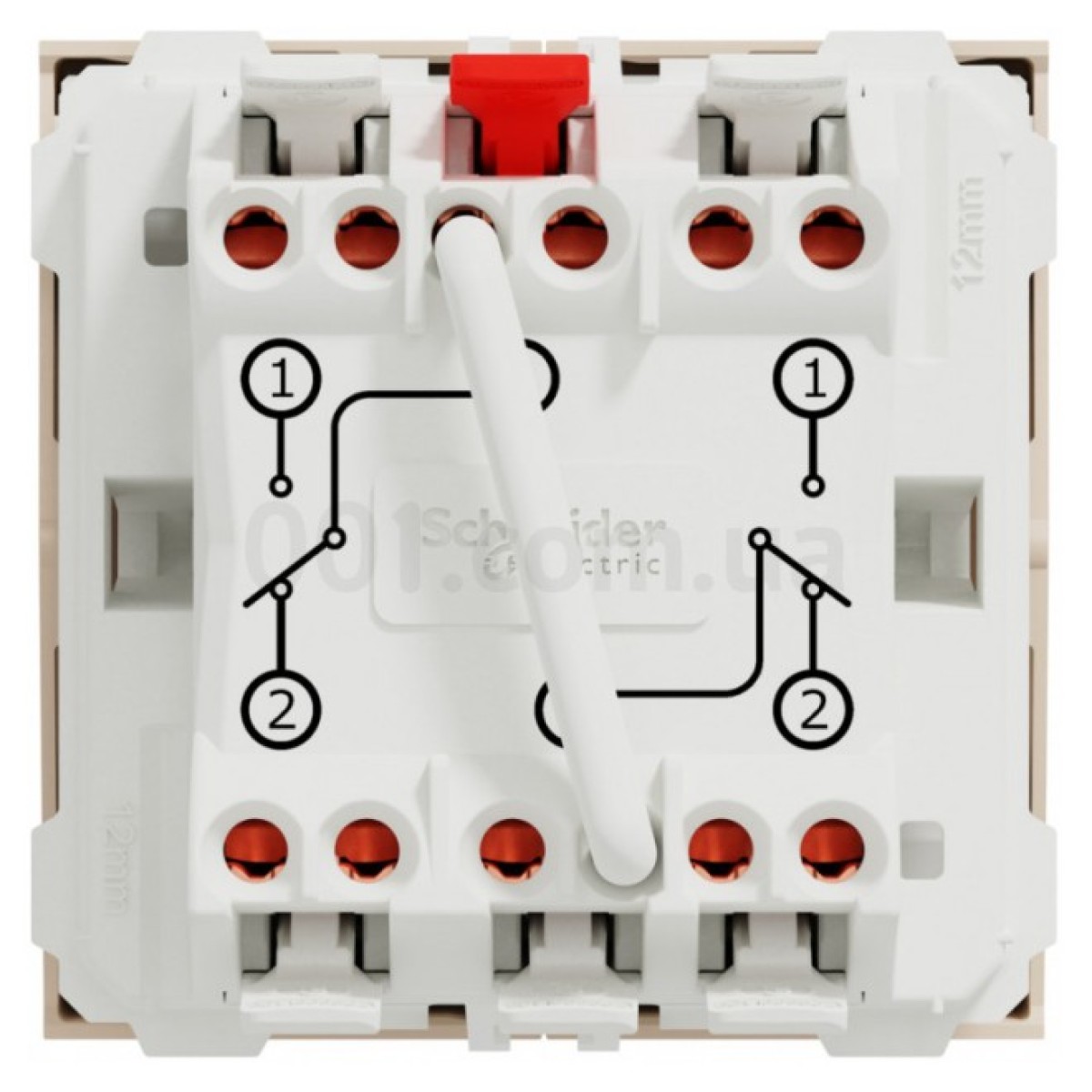 Переключатель 2-клавишный (2 модуля) 10А Unica New бежевый, Schneider Electric 98_98.jpg - фото 3