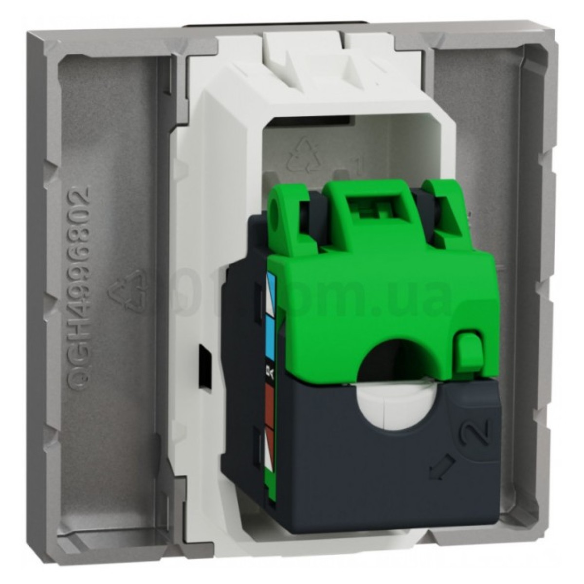Розетка компьютерная RJ45 кат.5 UTP (2 модуля) Unica New алюминий, Schneider Electric 98_98.jpg - фото 5