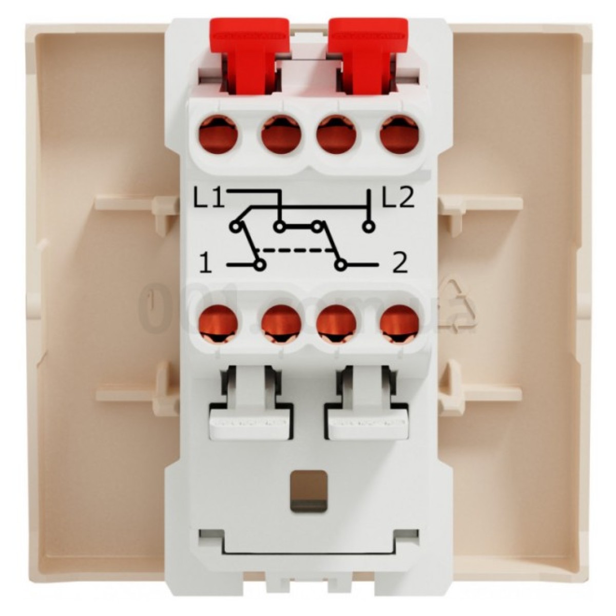 Переключатель перекрестный 1-клавишный (2 модуля) 10А Unica New бежевый, Schneider Electric 98_98.jpg - фото 8